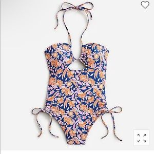 Halter cutout one-piece in painted block print